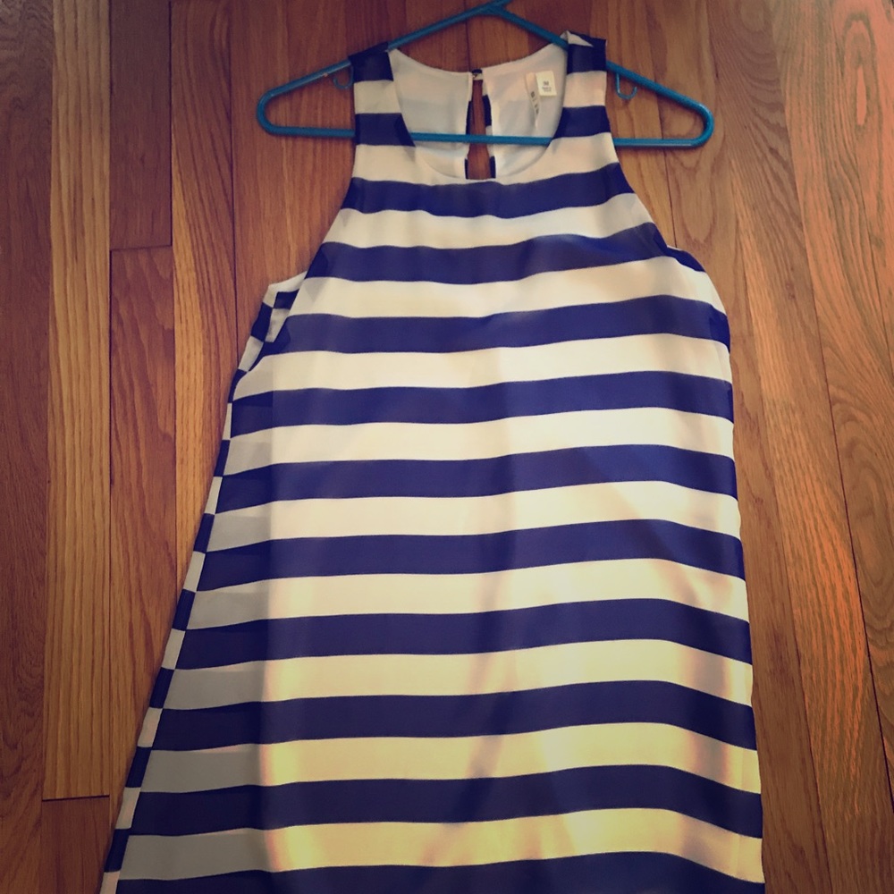 Blue and white striped dress size medium
